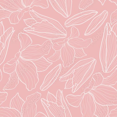 Pink pattern with flowers lilies