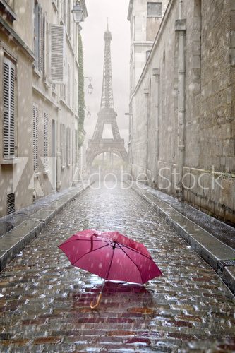 Romantic alley on a rainy day. 