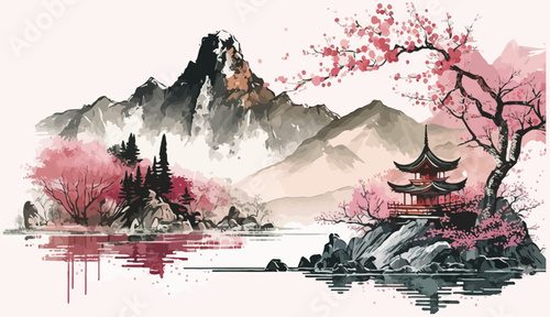 Sanfte Landschaft im Aquarellstil