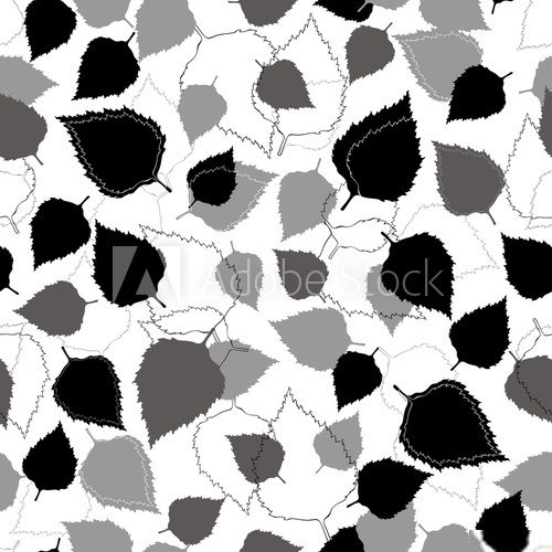 Seamless vector pattern with leaves on a white background.