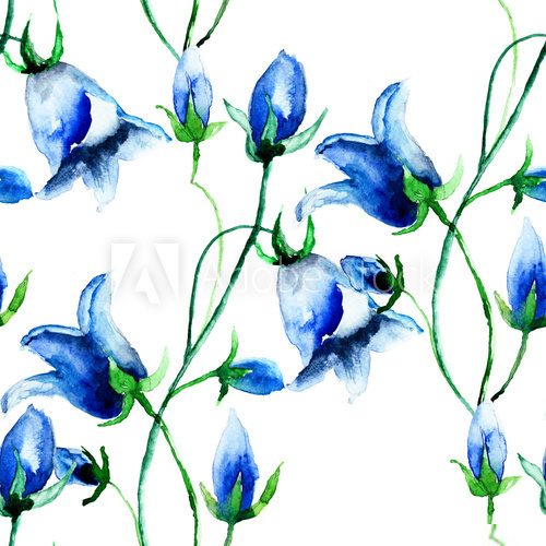 Seamless wallpaper with Bell flowers 