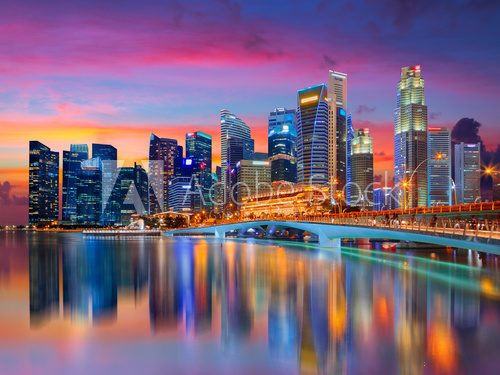 Singapore downtown city skyline landscape. Business district view