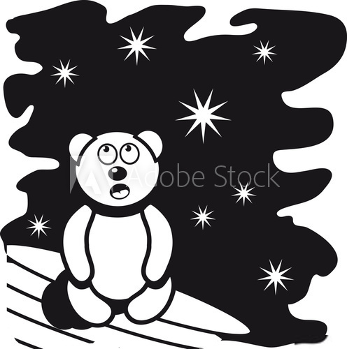 Staunender Teddybär unter Sternenlicht