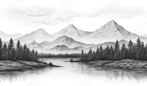 Stille Bergwelt in Schwarzweiß