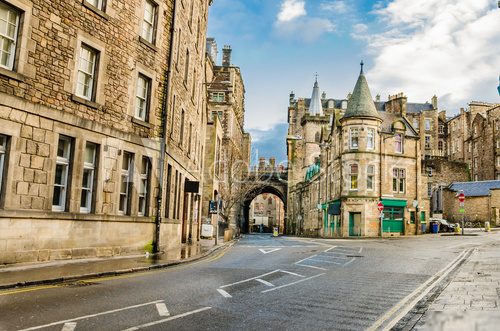 Street Lined with Historic Buildings in Old Town Edinburgh 