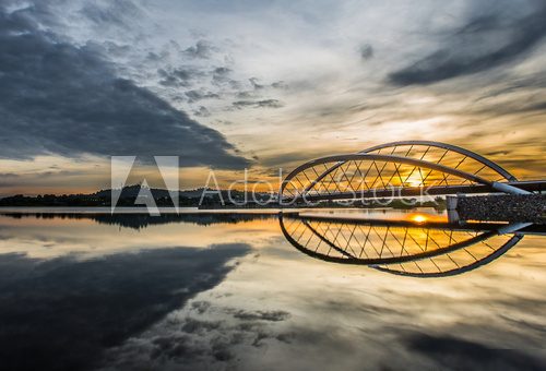 Sunrise at a bridge in Putrajaya, Malaysia 