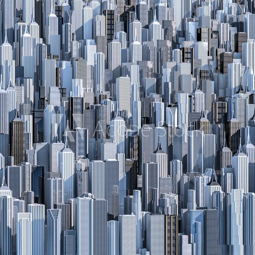 Tall city background / 3D render of daytime modern city filling image