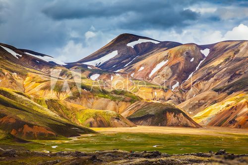 The valley of park Landmannalaugar in warm July