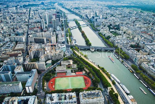 top view of the river and the stadium in Paris 