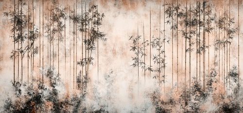 Tranquil Bamboo Forest with Soft Textures and Muted Colors