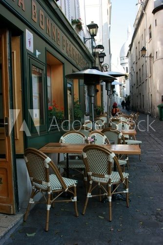 Typical Parisian outdoor cafe in Montmartre
