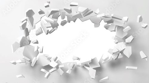 vector illustration of exploding wall with free area on center for any object or background