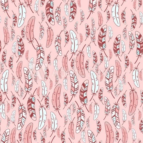 Vector seamless pattern of graphic feathers