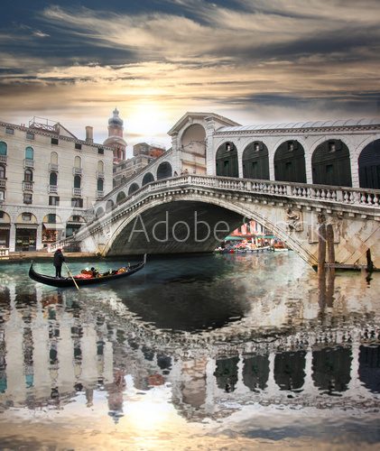 Venice with Rialto bridge in Italy 