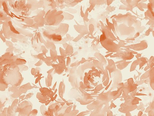Watercolor Seamless Floral Pattern  with Abstract Hand-painted monochrome brown roses and wild flowers. Rose textile design for fabric and stationary. Hand-drawn rose wallpaper.