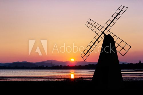 Windmill on twilight time