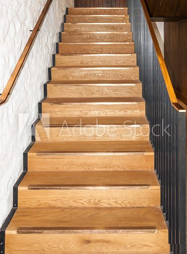 Wooden oak straight stairs 