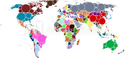 World Map Circles Countries 