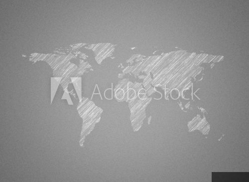 World map on blackboard 