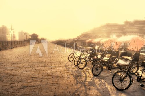 Xian / China  - Town wall with bicycles