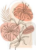 Abstract minimalist hand drawn illustrations boho background printable, modern boho pattern floral vector design for wallpaper, cover, fabric, interior decor isolated and editable