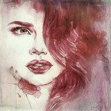 Ausdrucksstarkes Frauenportrait in Aquarelltönen