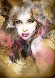Beautiful woman face. watercolor illustration 