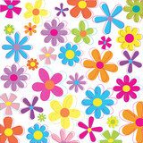 Multicolored retro styled flowers