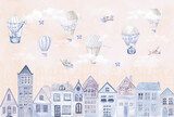 Sanfte Stadtlandschaft mit Heißluftballons