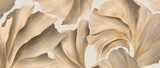 Abstract botanical art background with beige leaves hand drawn in line art style. Vector banner with plant pattern for decor, print, wallpaper, postcard, textile, interior.