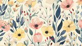 Abstract Floral Illustration / Painting of Flowers (Naive Botanical French Classic). Watercolor Hand Drawn Style of Flower Blossom Summer Spring Mood of Art. Nature Wallpaper Background