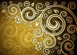 Abstract gold vector floral illustration.