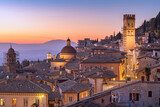 Assisi, Italy rooftop hilltop old Town at Dusk