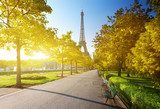 autumn morning and Eiffel Tower, Paris, France 
