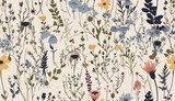 Beautiful floral seamless pattern wild herbs and flowers. Abstract flowers print. Modern pattern. Fashionable template for design