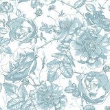 Beautiful Vintage Seamless Roses Background 