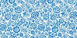 Blaues Blumenornament im vintage Stil