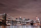 Brooklyn Bridge and Manhattan Skyline At Night, New York City 