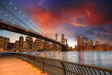 Brooklyn Bridge Park, New York City. Spectacular sunset view of 