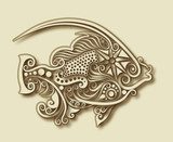 Carving fish ornament decoration vector