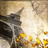 Collage carrÃ© tour Eiffel romantique rÃ©tro 