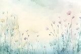 Delicate watercolor meadow flowers in pastel hues.