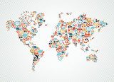 Delivery world map colorful shipping web icons illustration. 
