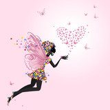 Fairy with a valentine of butterflies