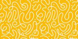 Fun line doodle seamless pattern. Creative abstract squiggle style drawing background for children or trendy design with basic shapes. Simple childish scribble wallpaper print.