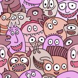 Funny monsters seamless vector pattern. 