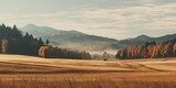 Generative AI, Autumn aesthetic landscape panorama, muted neutral colors.