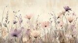 Gentle Watercolor Wildflowers, Soft Peach and Cream Floral Background, Subtle Textured Aesthetic