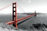 Golden Gate Bridge Red Pop on B&W