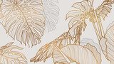 Golden gezeichnete Monstera-Pracht